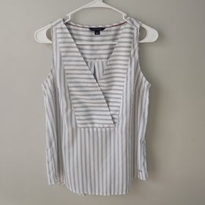 Tommy Hilfiger White Sleeveless Blouse w/ Blue Stripes XS